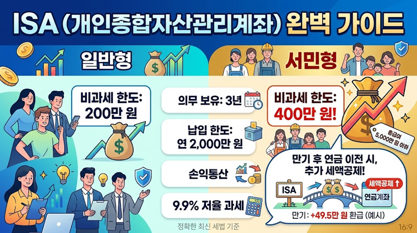 2026년 ISA 계좌 완벽 가이드 서민형 일반형 비교 절세 노하우